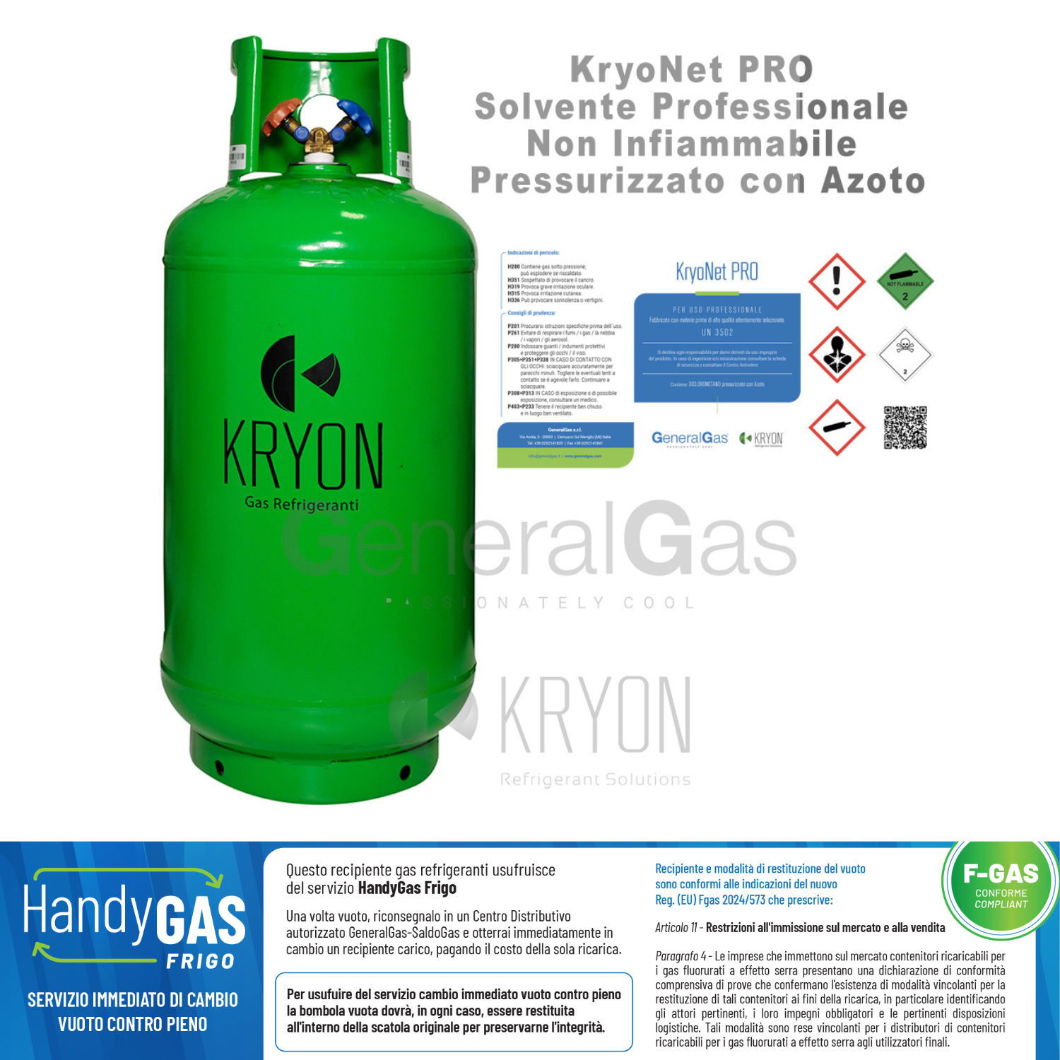 GKLab KryoNet Pro (inkl. Flasche) Lösungsmittel für den professionellen Einsatz, nicht brennbar, für Klima- und Kälteanlagen, mit Stickstoff unter Druck, in 40-Liter-Flasche - 30 kg