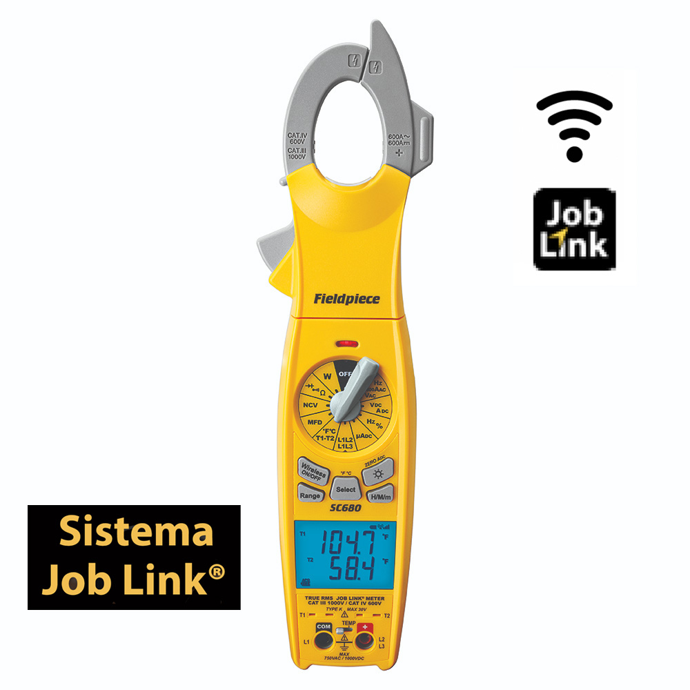 Fieldpiece USA - SC680 INT - Professionelle Stromzange (kabelloses Job Link System) - Inklusive Kalibrierungsbericht