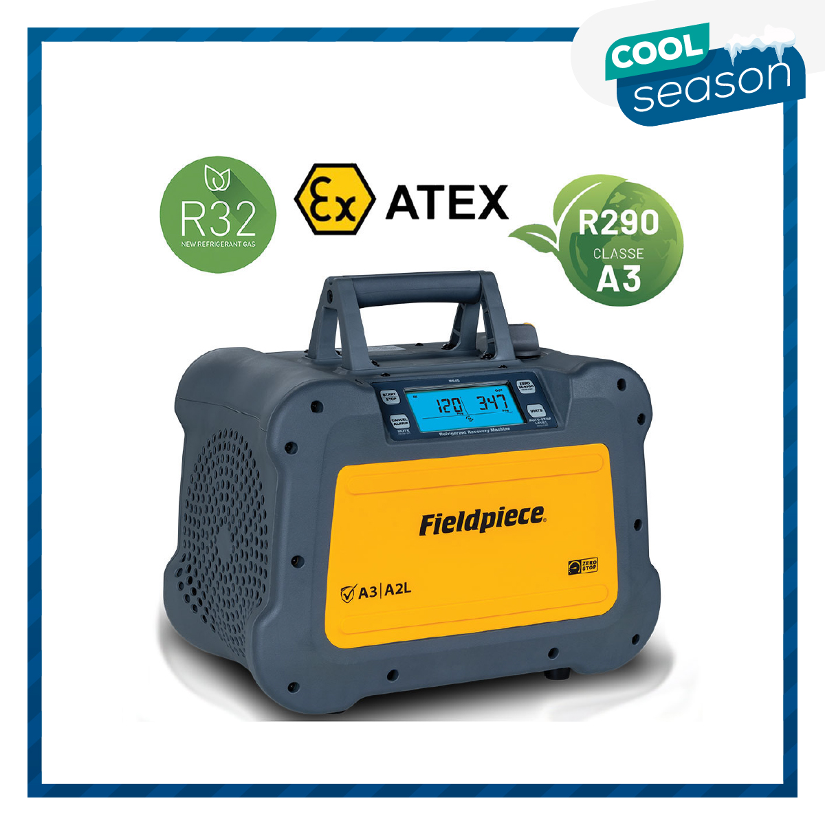 Fieldpiece USA – MR53INT Digital Recovery Machine ATEX-zertifiziert 1 PS – 0,75 kW – 430 kg/Stunde im Push-/Pull-Modus (R410A)