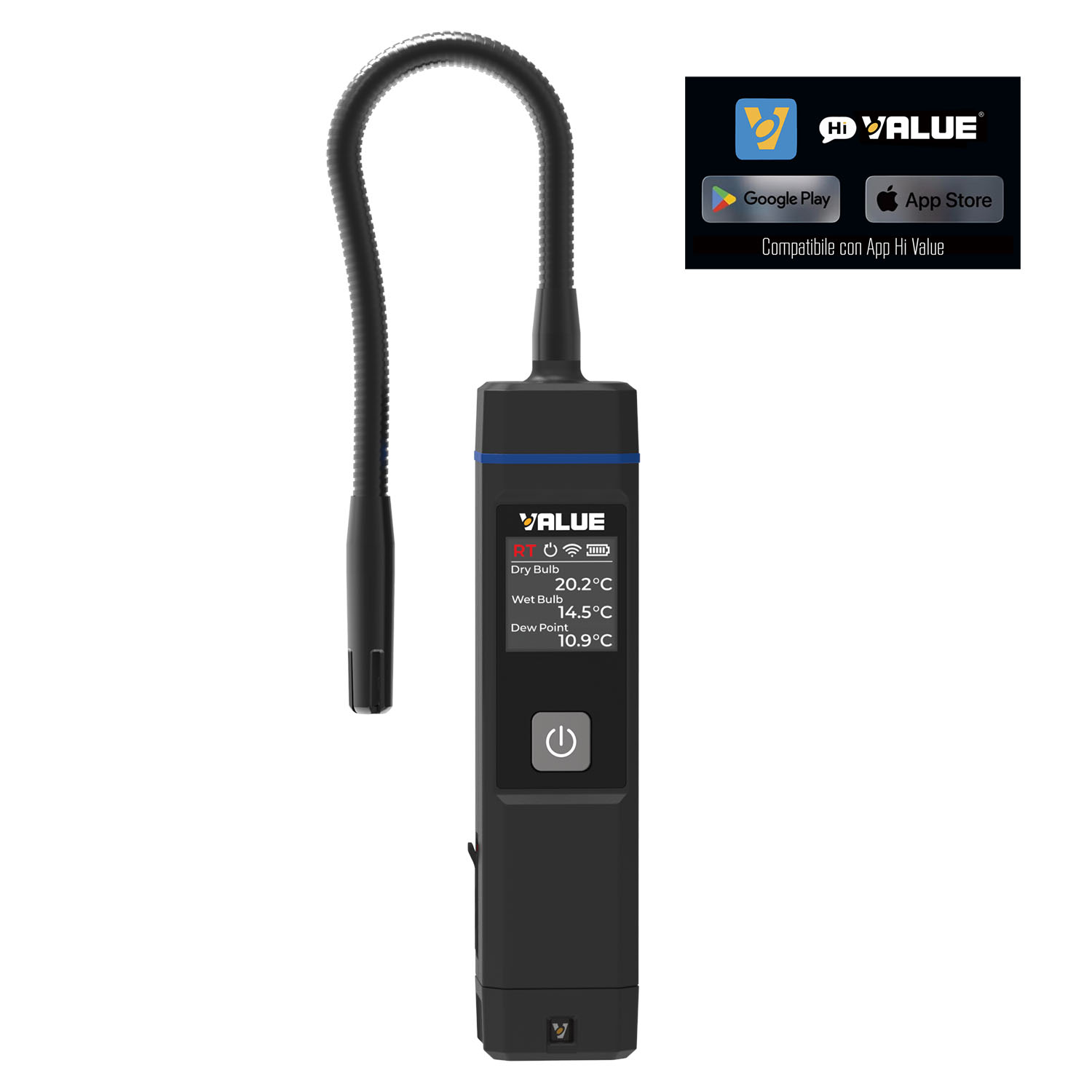 VALUE Bluetooth-Psychrometer mit Digitalanzeige VSH1