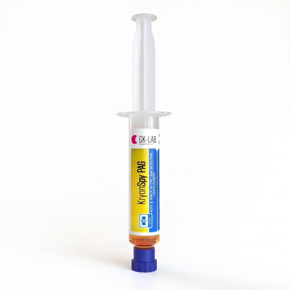 GK-Lab KryonSpy PAG AUTO Lecksuch-Tracer GELB UV-fluoreszierend für PAG-Schmierstoffe – 8-ml-Spritze