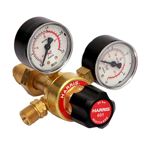 Acetylen-Druckminderer (Original Harris) - 601 - 1,5 bar - 2 Manometer - Schraubanschluss