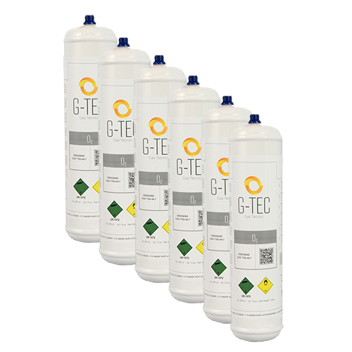 G-OXYGEN Sauerstoff-Flasche 0,95 Liter / 0,112 mc (112 Liter) - 6er-Pack