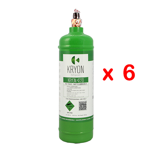 6 x R422B Pack 6 KryoSmart Flaschen - 2.5Lt / 2Kg - 48 Bar - Kohlenstoffstahl - Ventil ¼ SAE RH