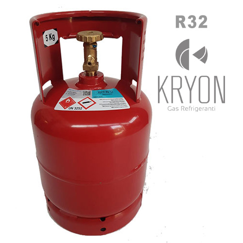 R32 Kryon® 32 in Kryobox 7 Lt - 5 Kg / 48 bar - Ventil mit ½ 16 ACME Anschluss links