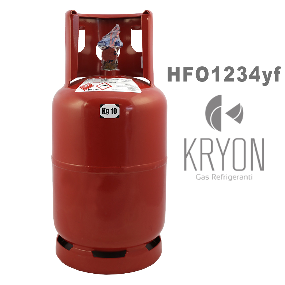 1234yf Kryon® HFO yf in Yield Cylinder 13 Lt / 10 Kg - 42 Bar T-PED - Ventil 21.8 x 1/14 LH (HP J2888 Hochdruckauslassadapter nicht enthalten)