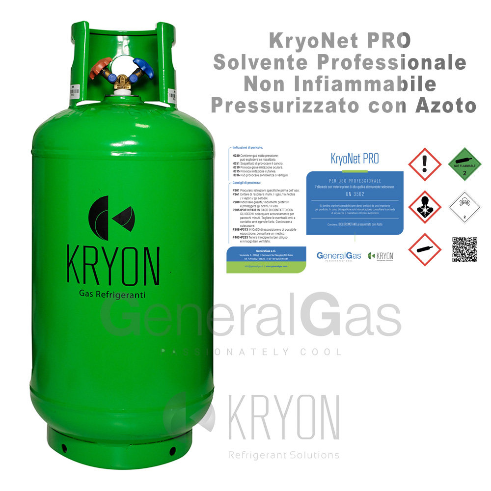 KryoNet Pro (inkl. Flasche) Lösungsmittel für den professionellen Einsatz, nicht brennbar, für Klima- und Kälteanlagen, mit Stickstoff unter Druck, in 40-Liter-Flasche - 30 kg