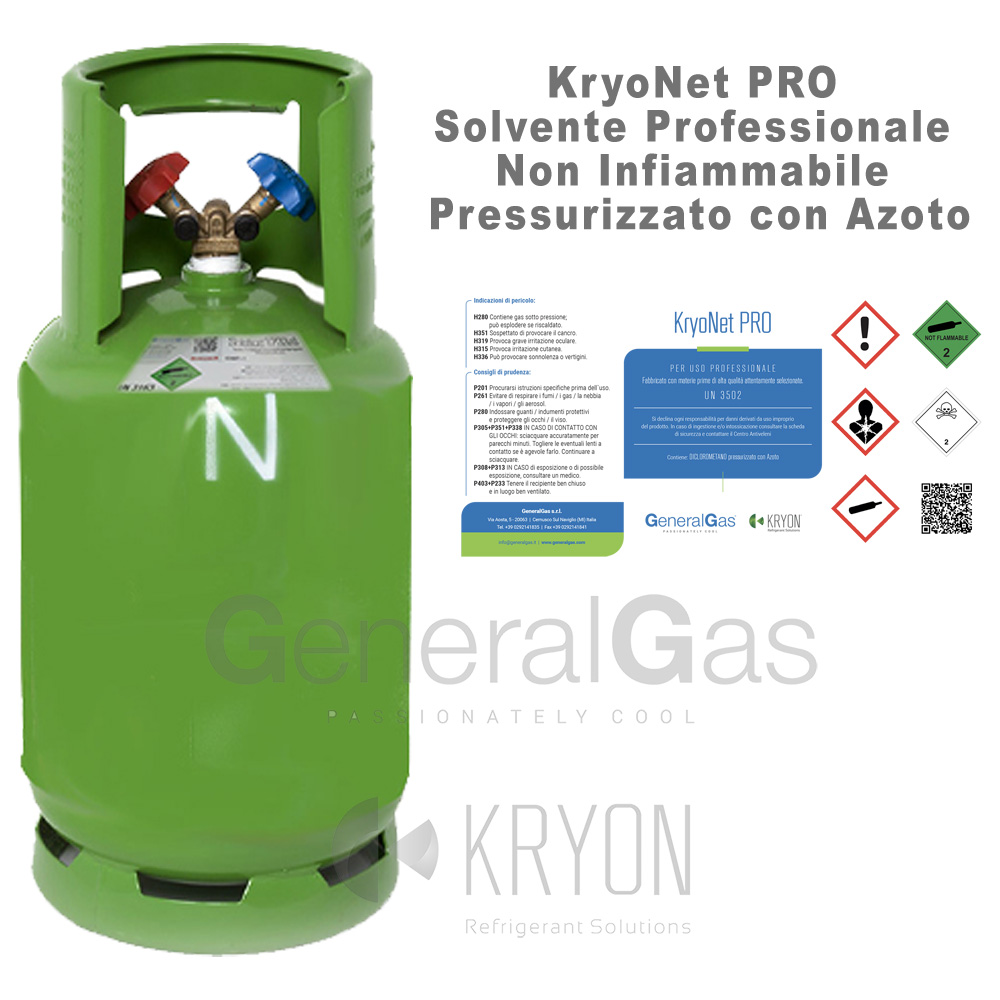 KryoNet Pro (inkl. Flasche) Lösungsmittel für den professionellen Einsatz, nicht brennbar, für Klima- und Kälteanlagen, mit Stickstoff unter Druck, in 13-Liter-Flasche - 10 kg