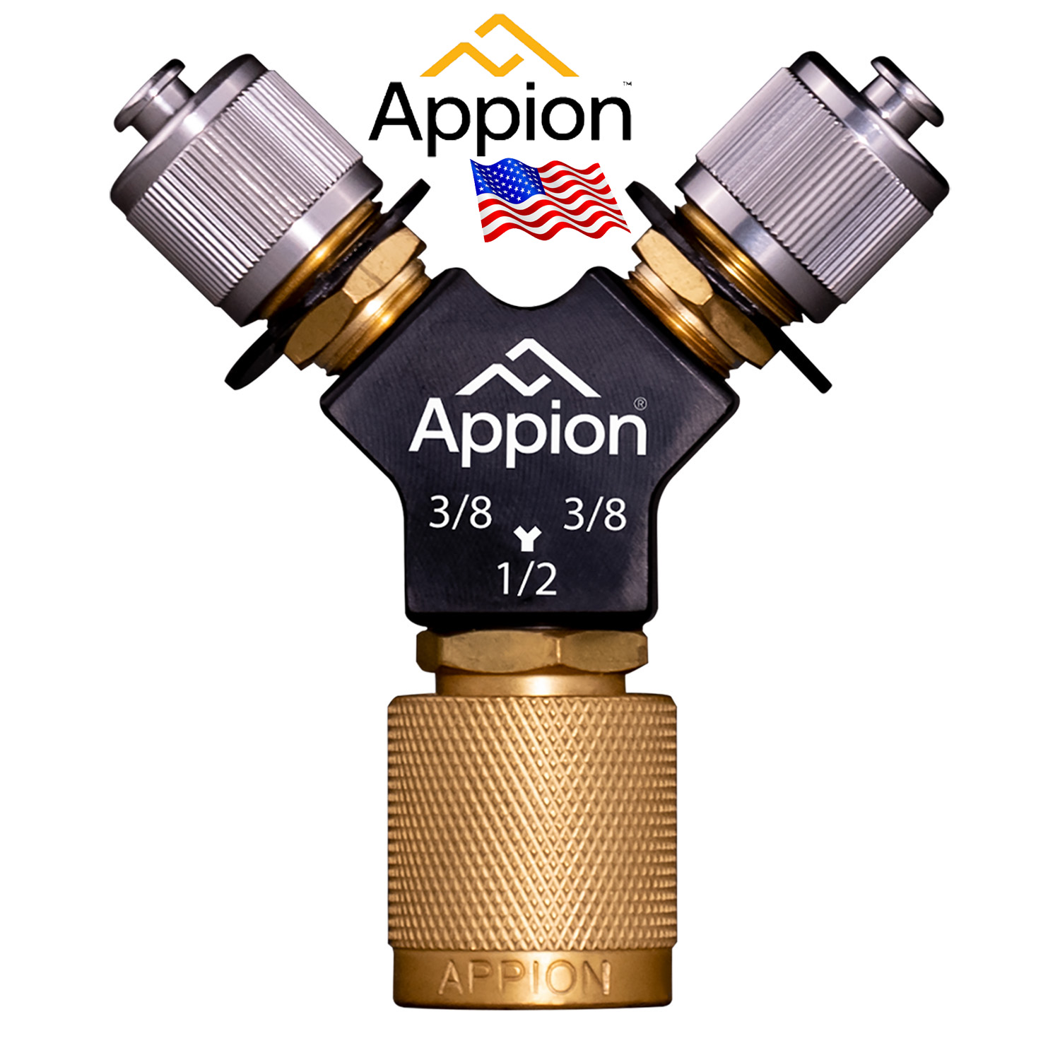 pezielles Y-Stück für hohes Vakuum und schnelle Rückgewinnung - MegaFlow Speed-Y - 1/2 Einlass mit Innengewinde und 3/8 Auslass mit Doppelgewinde - original Appion USA