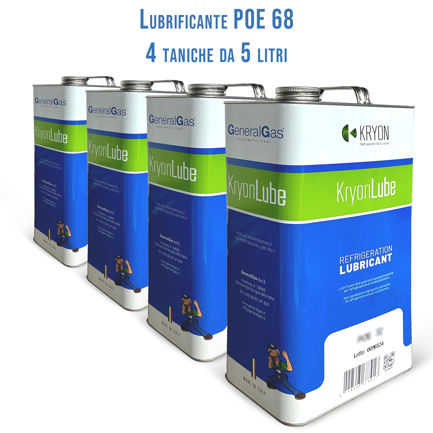 HVACR-Schmiermittel KryonLube POE 68 - Polyolester - Pack Nr. 4 Metallkanister 5 lt.