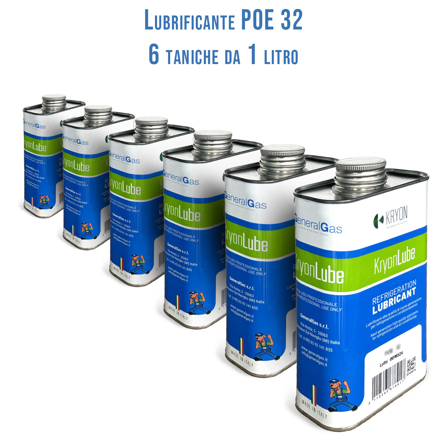 HVACR-Schmiermittel KryonLube POE 32 - Polyolester - Pack Nr. 6 Metallkanister 1 lt.