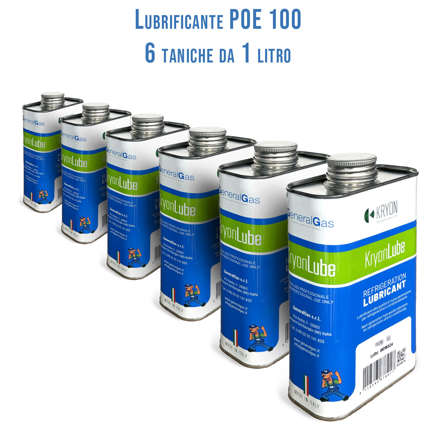 HVACR-Schmiermittel KryonLube POE 100 - Polyolester - Pack Nr. 6 Metallkanister 1 lt.