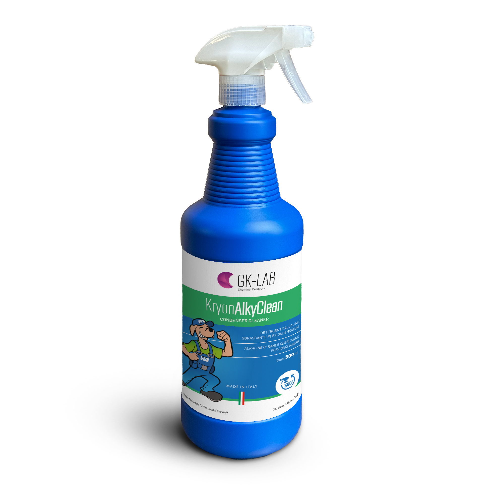 GKLab Kryon AlkyClean Alkalisches Kondensator-Reinigungsspray – 1-Liter-Flasche mit 360°-Spender