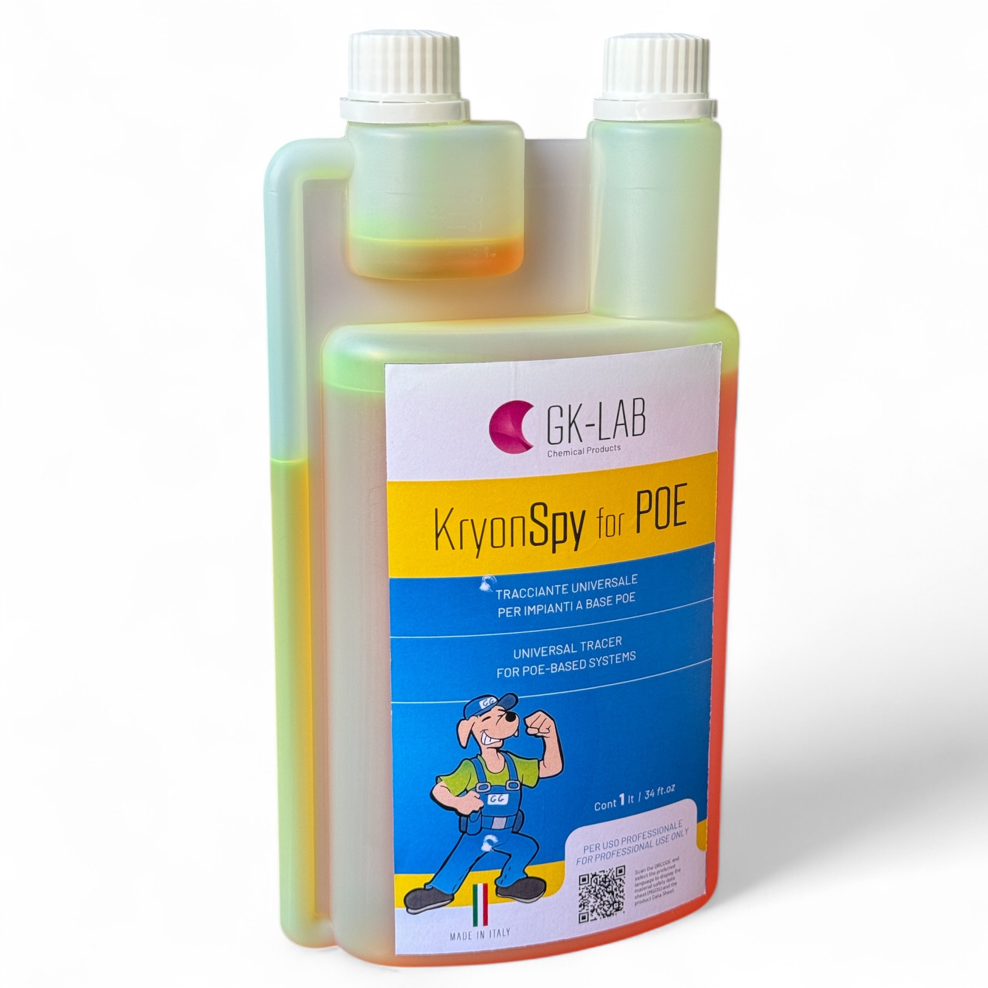 GK-Lab UV-Lecksuchadditiv KryonSpy YELLOW fluoreszierend gelb für POE-Öl HVACR - 1-Liter-Flasche