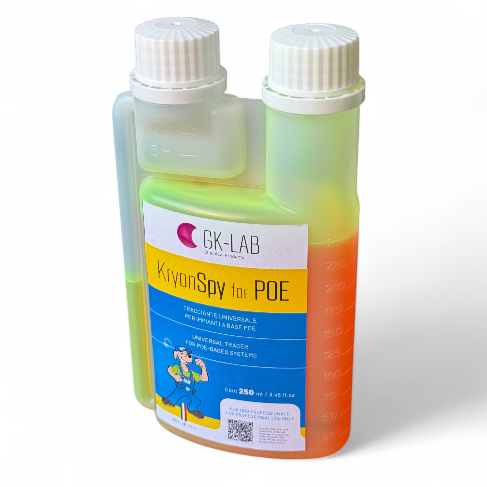 GK-Lab UV-Lecksuchadditiv KryonSpy YELLOW fluoreszierend gelb für POE-Öl HVACR - 250-ml-Flasche