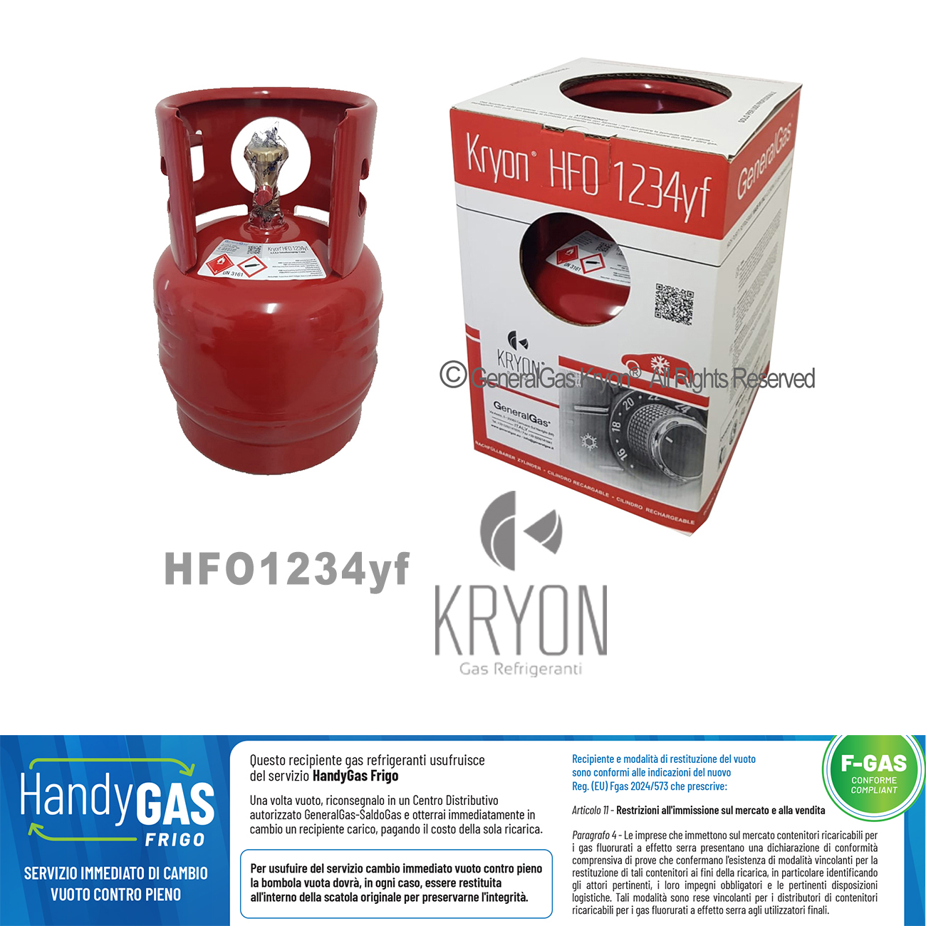 1234yf Kryon® HFO yf in Packung 6 Lt / 5 Kg - 42 Bar T-PED - Ventil 1/2 - 16 ACME LH (HP J2888 Hochdruckauslassadapter nicht enthalten)