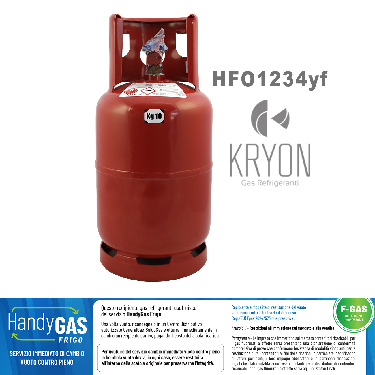 1234yf Kryon® HFO yf in Verpackung 13 Lt / 5 Kg - 42 Bar T-PED - Ventil 1/2 ACME LH (Adapter mit Hochdruck-Schnellkupplungsabgang nicht enthalten)