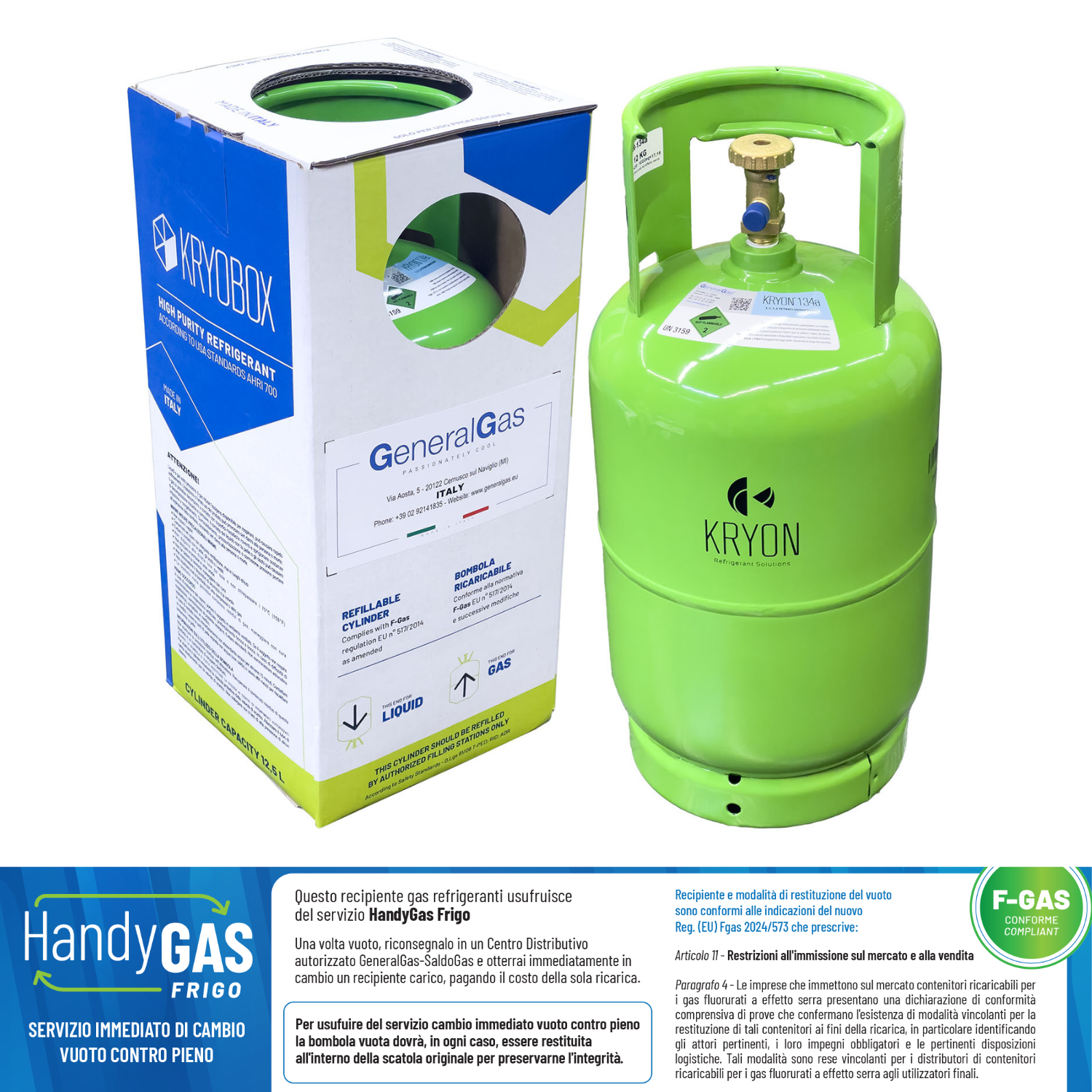 R449A Opteon XP40 in Flasche Kryobox 12.5 Lt - 10 Kg / 48 bar- radventil auslass 1/4 SAE