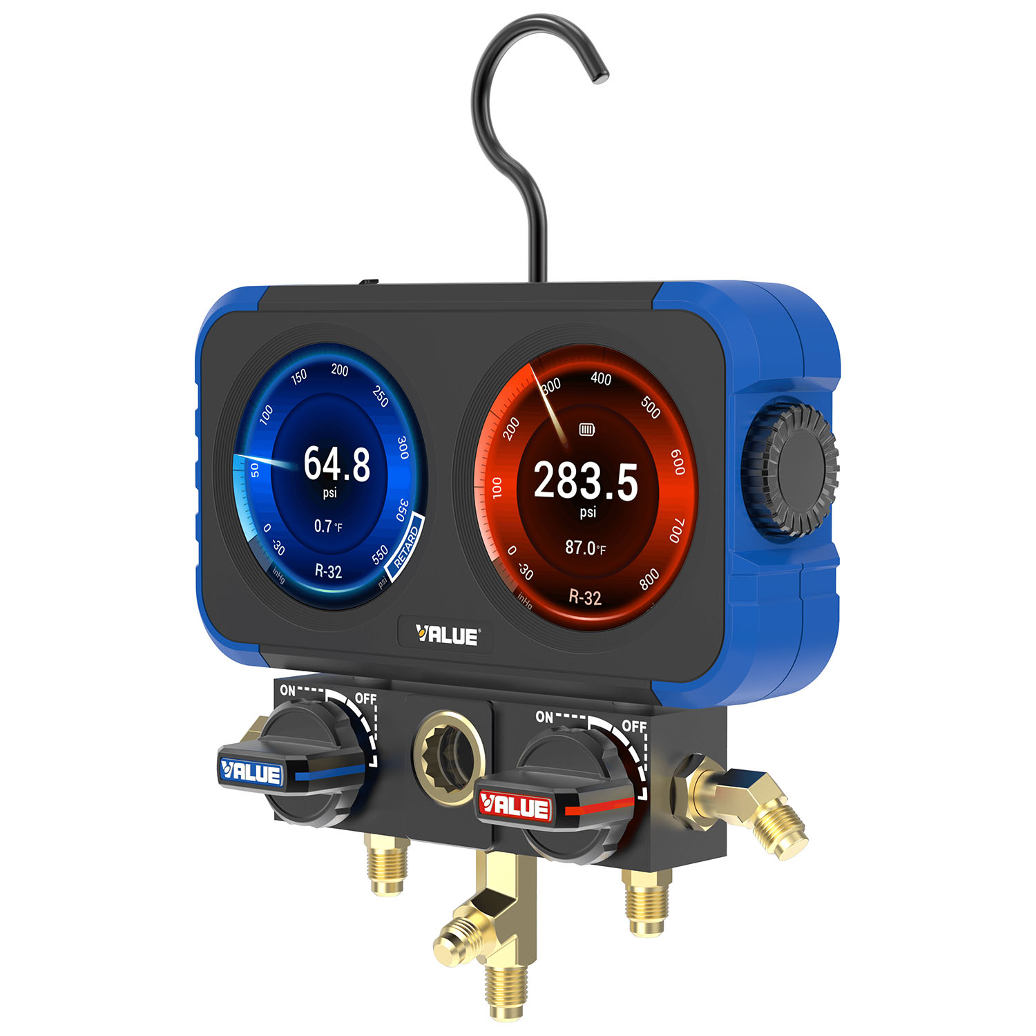 VALUE Digitales Manometer VRM2-X mit HD-Display – kompatibel mit A2L-Gas