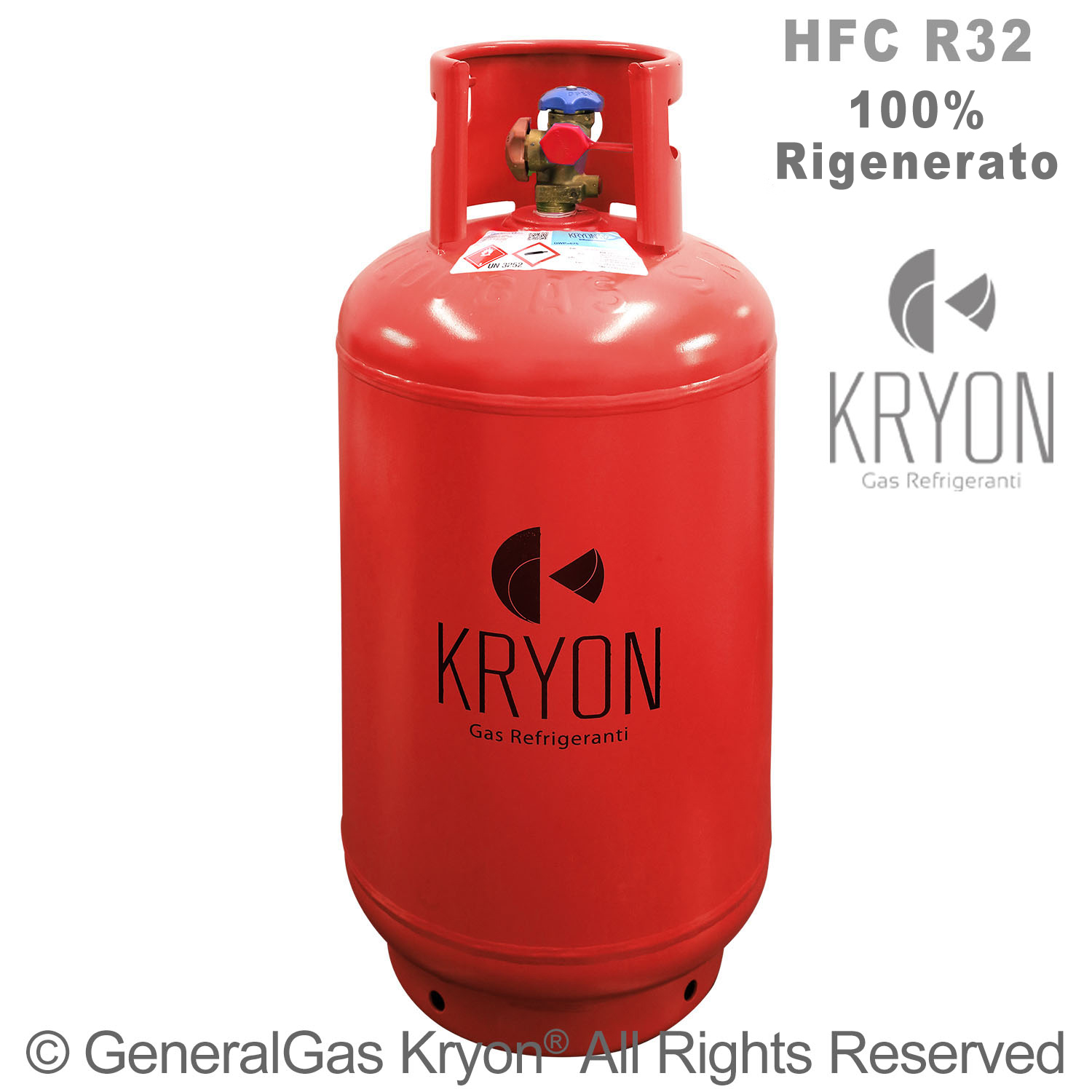 R32 Kryon 32 Regeneriert (entspricht dem AHRI-700 Qualitätsstandard) in wiederbefüllbarer T-Ped-Flasche 40 Liter – 31 kg – Ventil 21,8 x 1/14