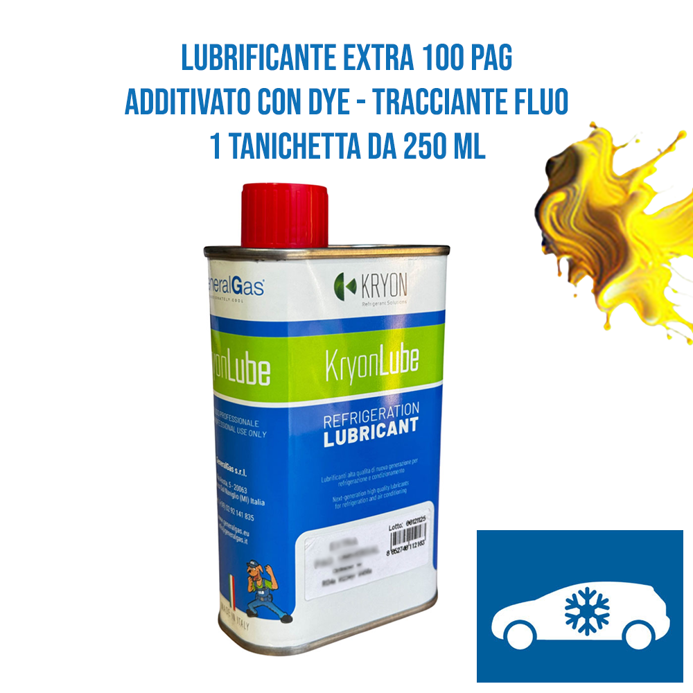 AUTO-Schmiermittel KryonLube EXTRA 100 PAG – mit fluoreszierendem Tracer (Dye) – 1 Metallkanister à 250 ml
