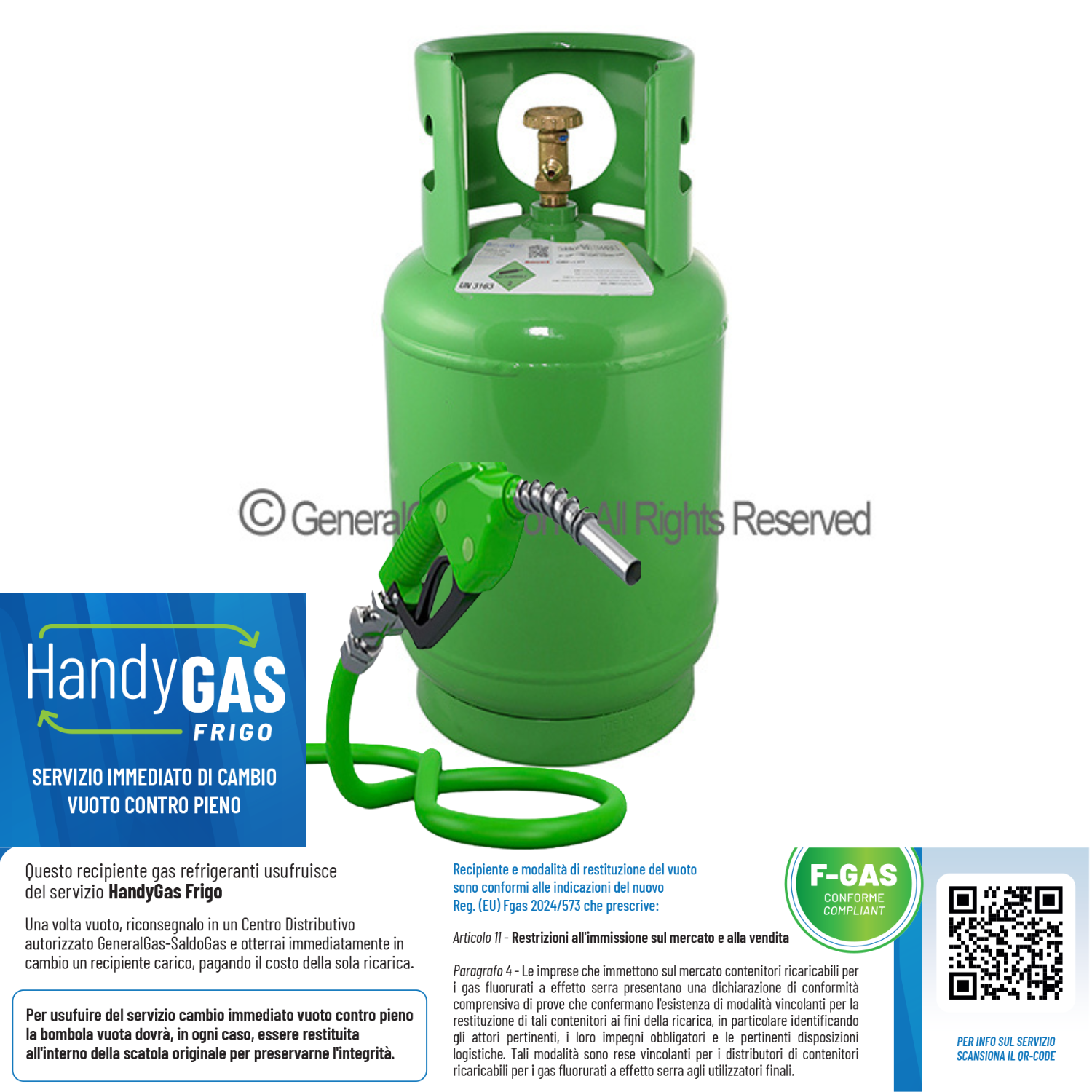 Ricarica HandyGas Frigo (scambio immediato vuoto contro pieno) Kryon® 448A in Bombola KryoBox 13,6Lt/42bar (10 kg di R448A)